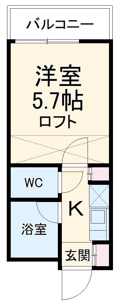 アップル春日井(1K/2階)の間取り写真