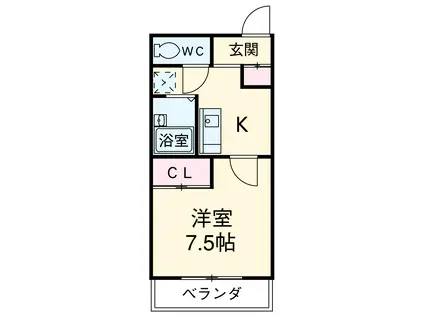 ドミトリー三好ヶ丘(1K/4階)の間取り写真