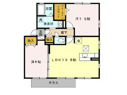 ヴェルジェC(2LDK/1階)の間取り写真