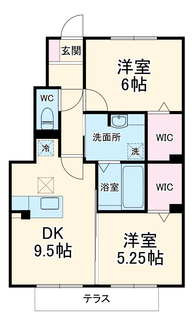 名鉄三河線 土橋駅(愛知) 徒歩25分 2階建 築15年(2DK/1階)の間取り写真