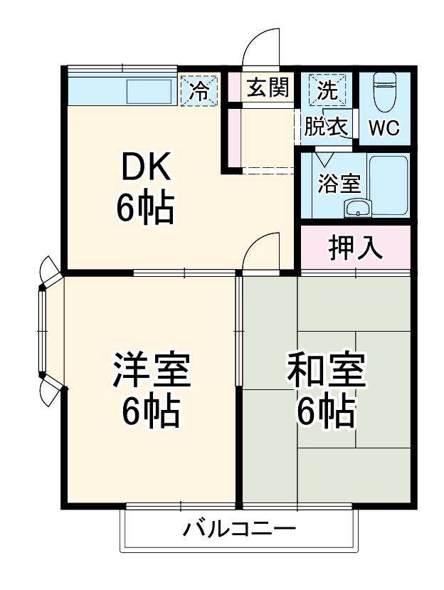 エステートピアA&K(2DK/2階)の間取り写真