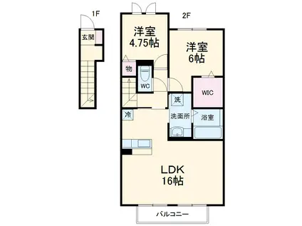 ベルビラージュ(2LDK/2階)の間取り写真