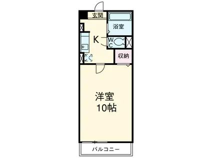 ウインズ B棟(1K/2階)の間取り写真