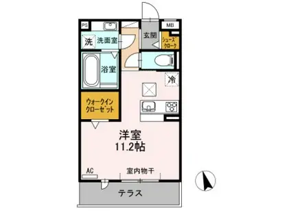 あいりす浄水(ワンルーム/1階)の間取り写真