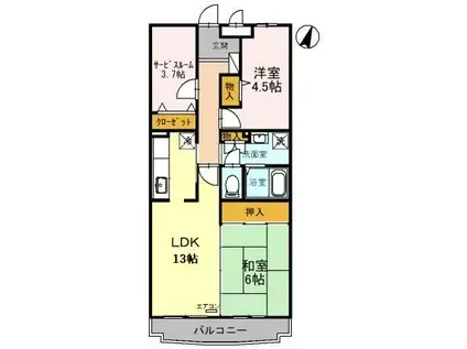 フローレスタカーサ(2SLDK/1階)の間取り写真