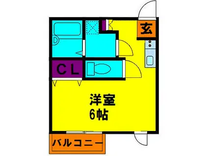 セレーノ新田(ワンルーム/3階)の間取り写真
