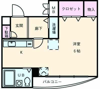サンエール(ワンルーム/3階)の間取り写真
