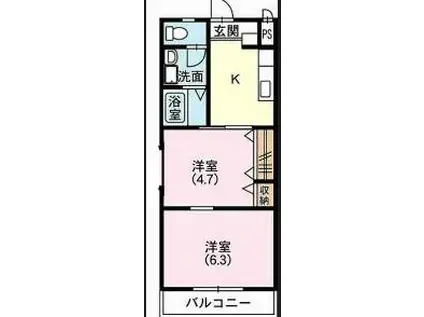 サンライズ広野(2K/1階)の間取り写真