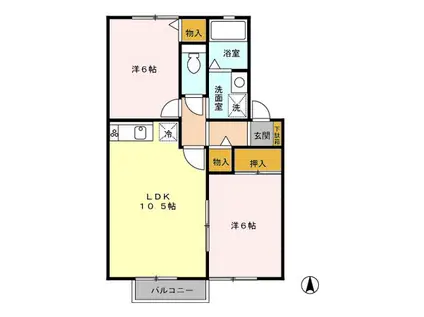 パティオ(2LDK/2階)の間取り写真