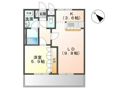 RUINS・HILL(1LDK/2階)の間取り写真