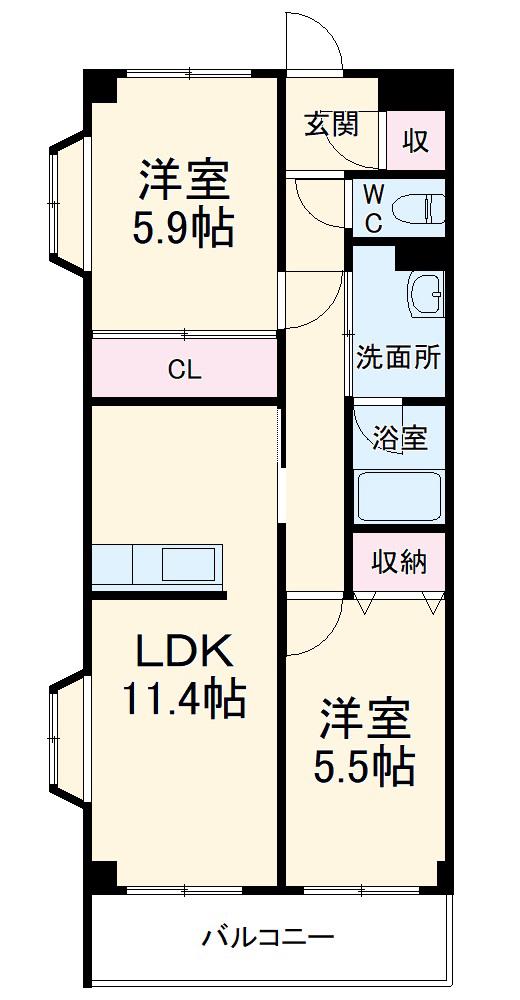 K&Aパレス(2LDK/2階)の間取り写真