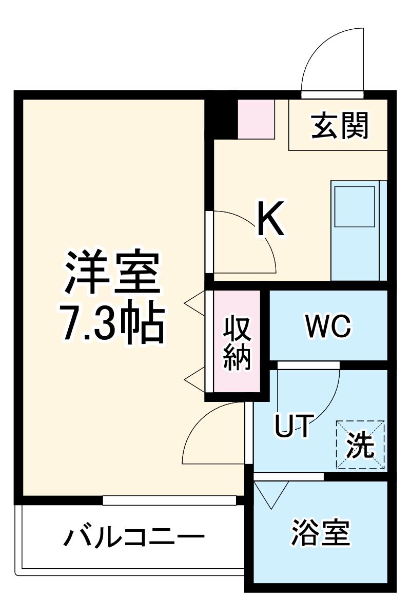 FREYR弥生町(1K/1階)の間取り写真
