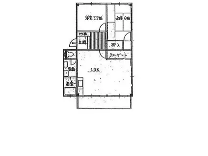 丸宗コーポ A(2LDK/1階)の間取り写真