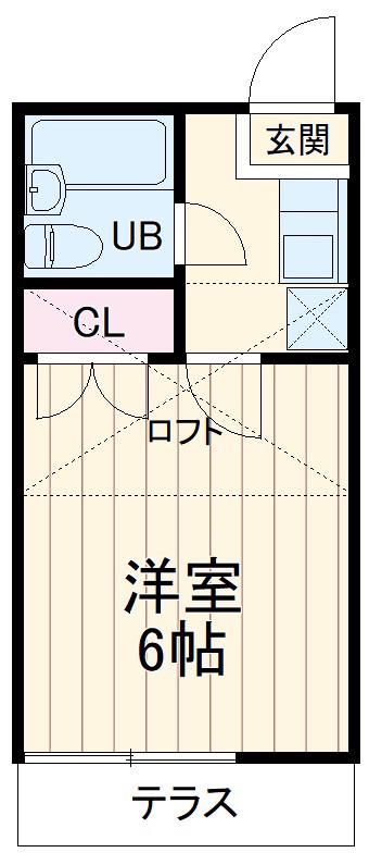 ヒルサイド北寺尾(1K/2階)の間取り写真