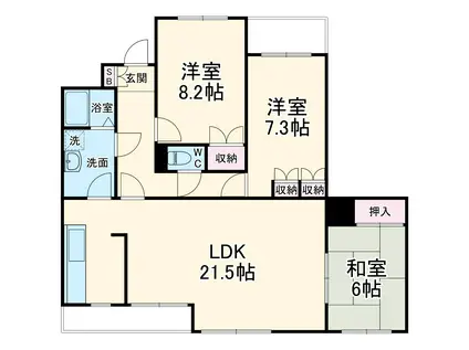 アートビップ東寺山パート1(3LDK/1階)の間取り写真