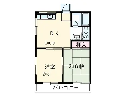 砂子アパートA(2DK/2階)の間取り写真