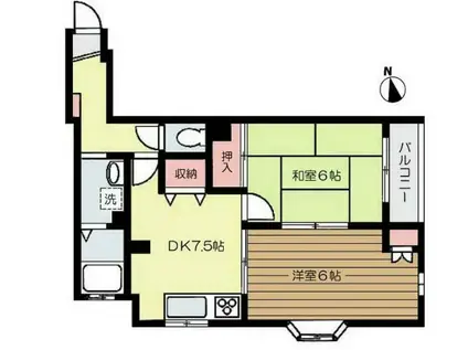 レジデンスおゆみ野(2DK/2階)の間取り写真