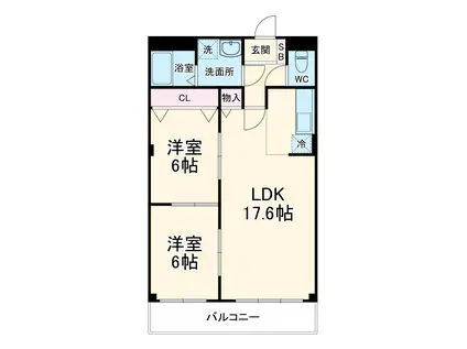 サザンウインドⅤ(2LDK/3階)の間取り写真