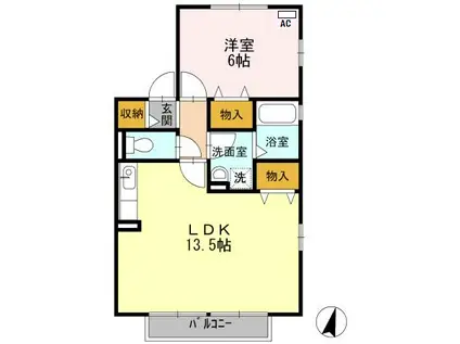 サンフィールドB(1LDK/1階)の間取り写真