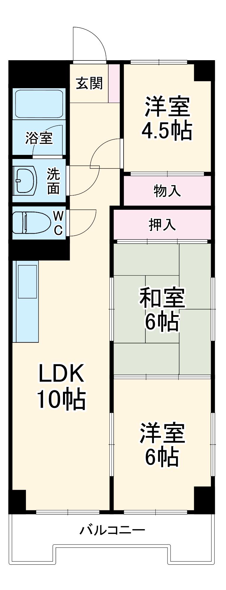 冨士見ハイツ(3LDK/5階)の間取り写真