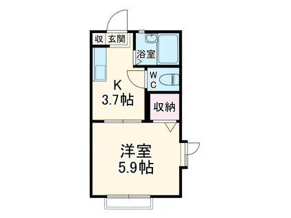 カツミハイツ(1K/1階)の間取り写真