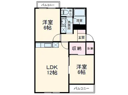マンションフロイデ(2LDK/3階)の間取り写真