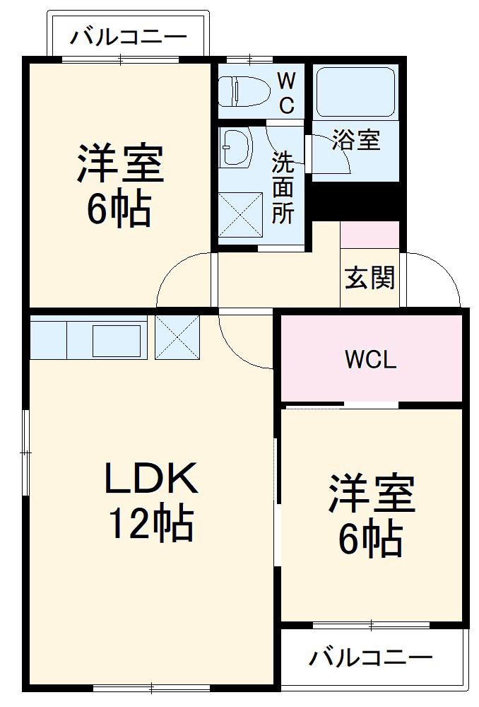マンションフロイデ(2LDK/3階)の間取り写真
