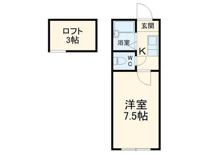 マリオ笹川 B棟(1K/1階)の間取り写真