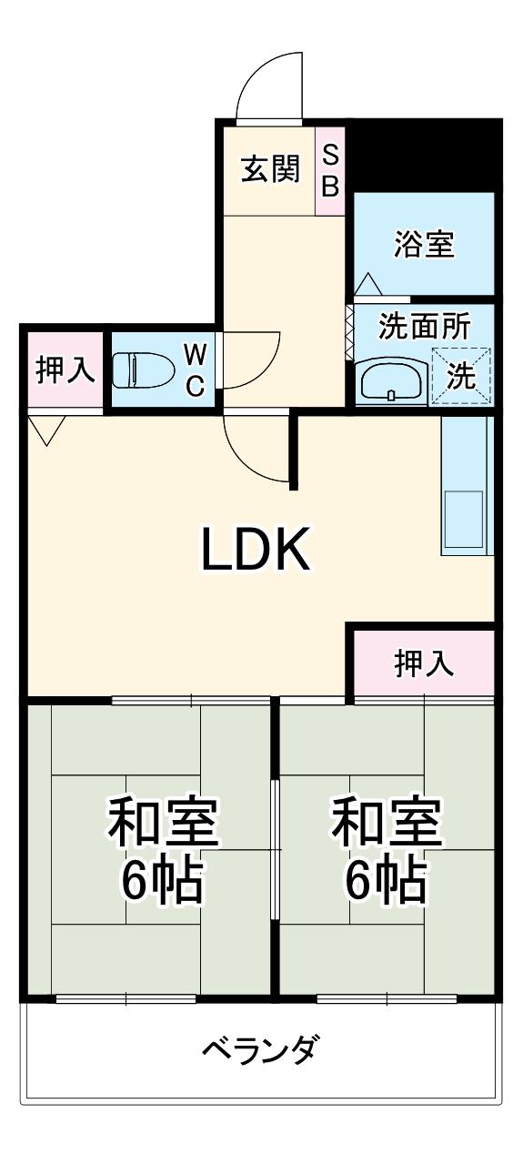 メゾン太平洋(2LDK/9階)の間取り写真