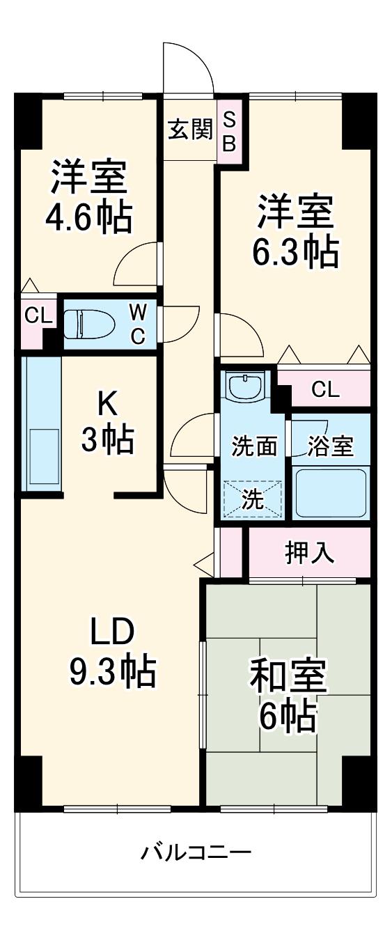 ガーデンシティ金沢文庫(3LDK/7階)の間取り写真