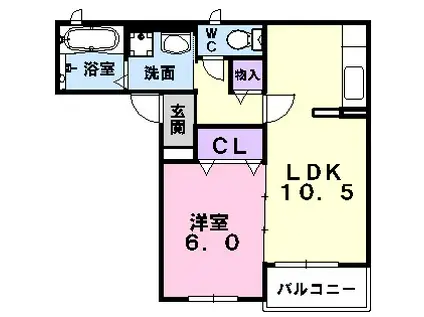 プルメリア(1LDK/1階)の間取り写真