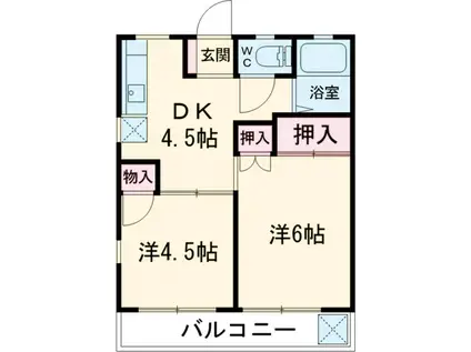 サンクレスト桜新町(2DK/1階)の間取り写真