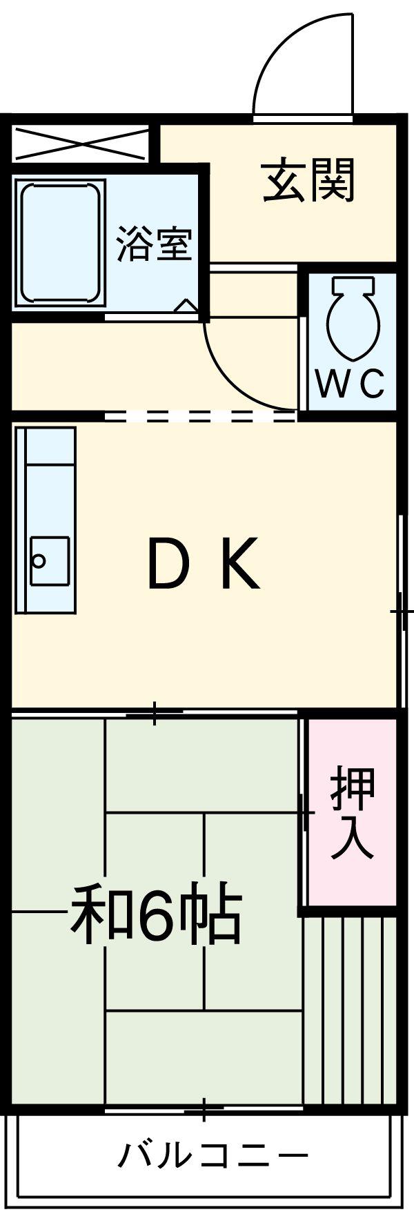 コーポ阪本(1DK/2階)の間取り写真