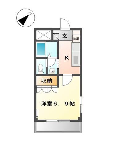 エクセルハイツ岡田(1K/2階)の間取り写真