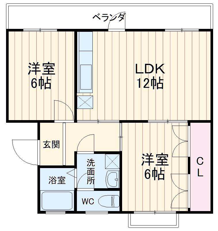 高洲3-4-15(2LDK/1階)の間取り写真