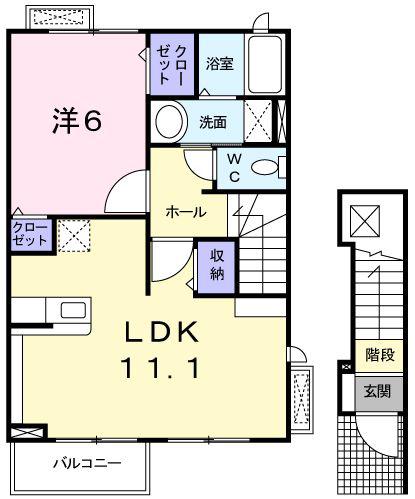 ジョンドール・W(1LDK/2階)の間取り写真