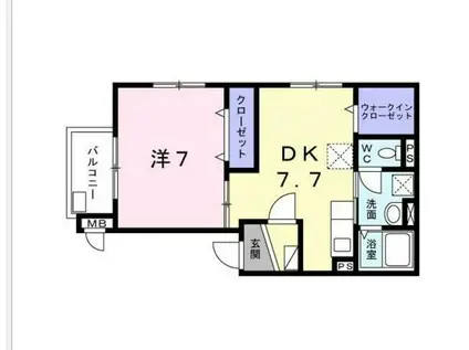 フォルトゥナ弦巻(1DK/2階)の間取り写真