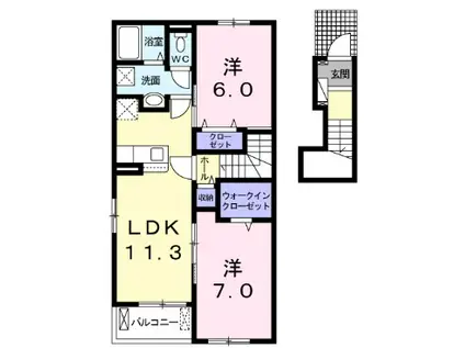 フランプロムナード Ⅱ(2LDK/2階)の間取り写真