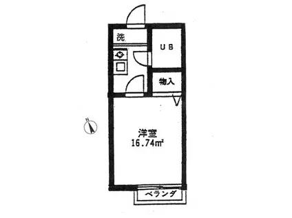 カントリー佐須(1K/2階)の間取り写真