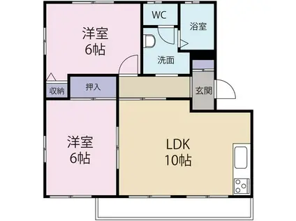 アリューリュ・リーザーⅡ(2LDK/1階)の間取り写真