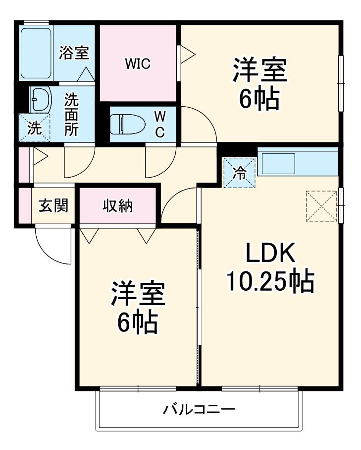 ヴェルドミールⅡ(2LDK/1階)の間取り写真