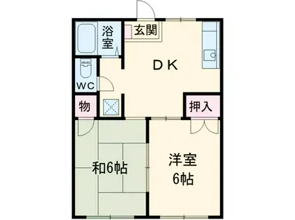 フローラパレスB(2DK/1階)の間取り写真