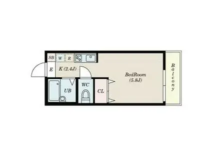 ラ・セルジュ白糸台(1K/1階)の間取り写真