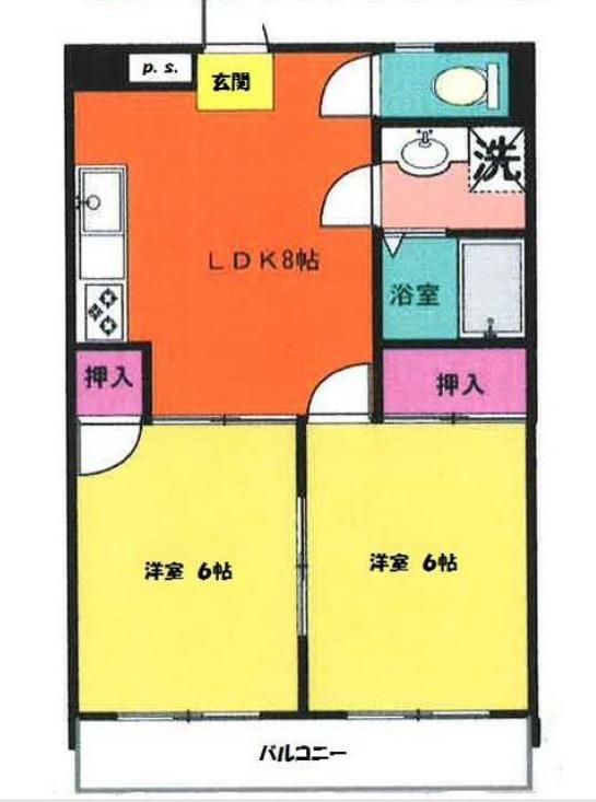 エスタビルド(2DK/2階)の間取り写真