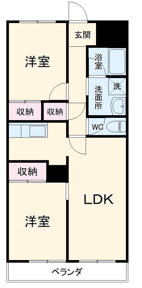 天神山マンションⅠ号館(2LDK/8階)の間取り写真