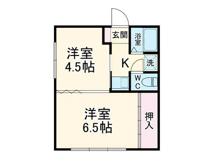 アーバンウェーブ岩成台(1DK/1階)の間取り写真