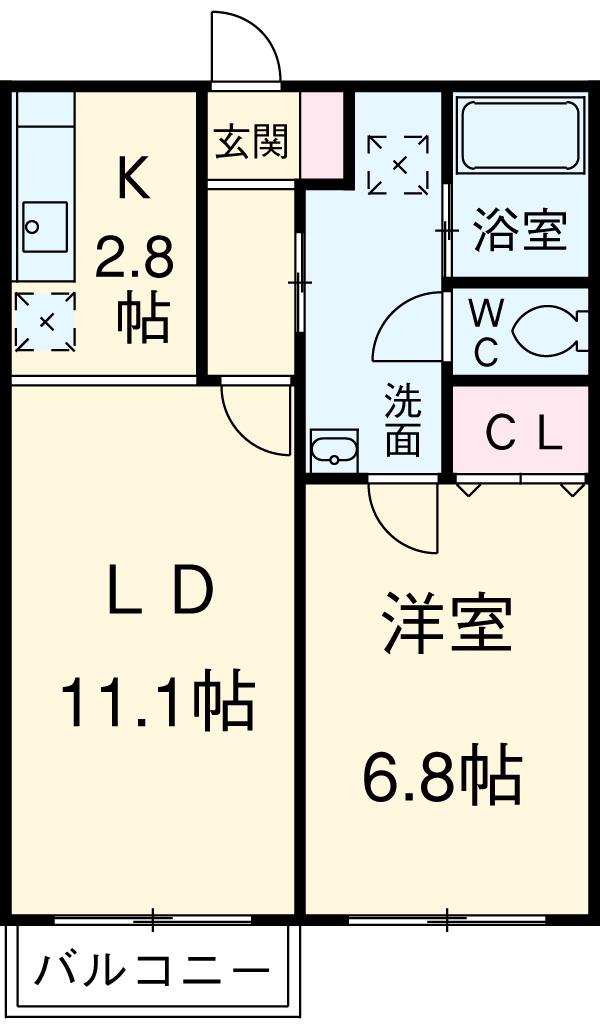 ラ・テラ滝川(1LDK/3階)の間取り写真
