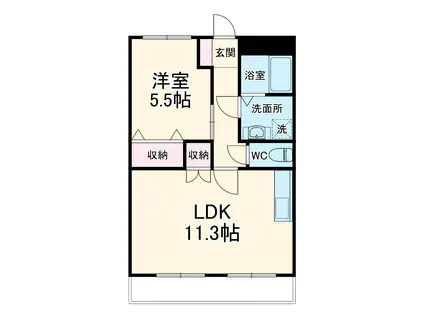 フィオーレ(1LDK/1階)の間取り写真