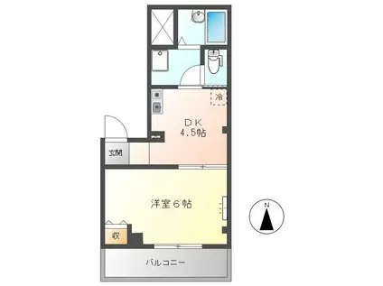 オレンジタウン(1DK/1階)の間取り写真