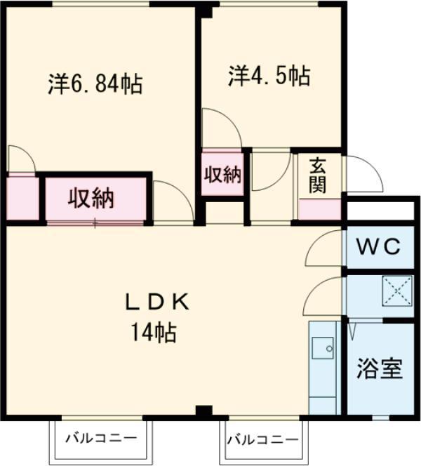 ソフィアC棟(2LDK/地下階)の間取り写真